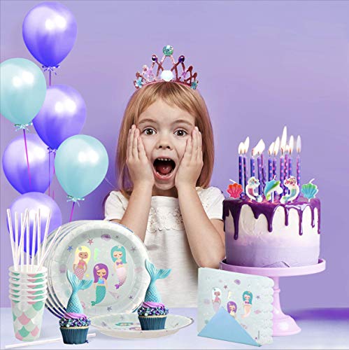 Let's Go Fiesta Decoración Cumpleaños Sirena, Set Menaje Vajilla Desechable: 6 Platos, 6 Vasos, 6 Servilletas, 12 Pajitas…