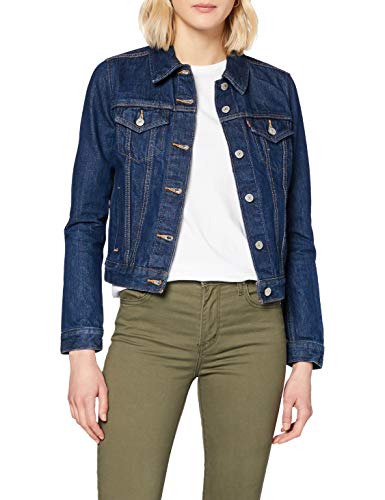 Levi's Chaqueta original de camionero para mujer, azul (Clean Dark Authentic 0036), X-Large