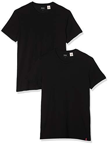 Levi's Slim 2pk Crewneck 1 Camiseta, Negro (Two-Pack tee Black + Black 0001), Large 2 para Hombre