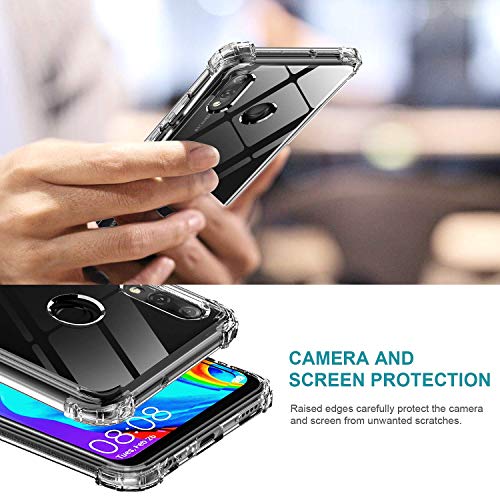 LeYi Funda Huawei P Smart 2019 con Cristal Templado [2-Unidades], Carcasa Armor Transparente Silicona Soft Skin TPU Gel Bumper Ultra Slim Case Antigolpes Protector Cover para Movil P Smart 2019 Clear