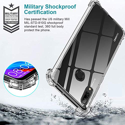 LeYi Funda Huawei P Smart 2019 con Cristal Templado [2-Unidades], Carcasa Armor Transparente Silicona Soft Skin TPU Gel Bumper Ultra Slim Case Antigolpes Protector Cover para Movil P Smart 2019 Clear