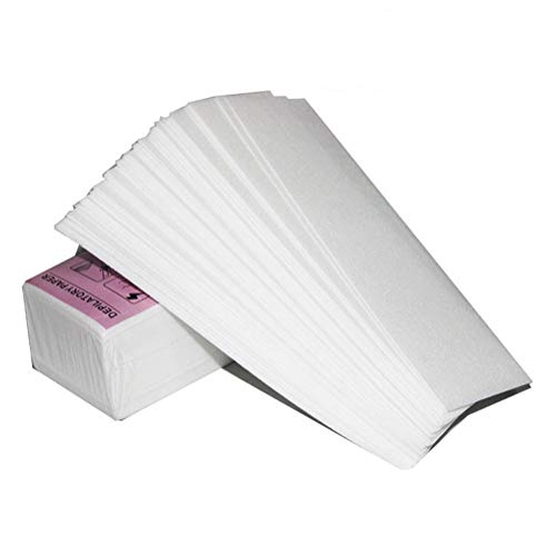 Liangkang 100PCS Blanco Desechable Cuerpo no tejido Facial Pierna Brazo Cera Eliminar tiras Depiladora Depilación profesional Depilación con papel depilatorio para hombres y mujeres unisex
