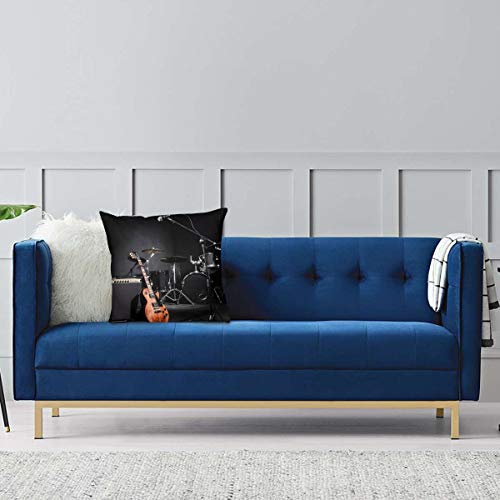 LiBei Funda de Cojín,Drum Kit, Guitar, Music Dream, Band Stage Funda de Almohada Cuadrado para Sofá Cama Decoración para Hogar 50x50cm