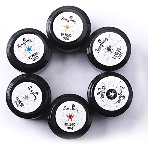 Libelyef - Gel de araña para uñas, diseño de punto a línea, creativo, línea de alambre 3D, pintura de líneas de dibujo, barnices para línea (blanco, negro, rojo, azul, oro, plata)