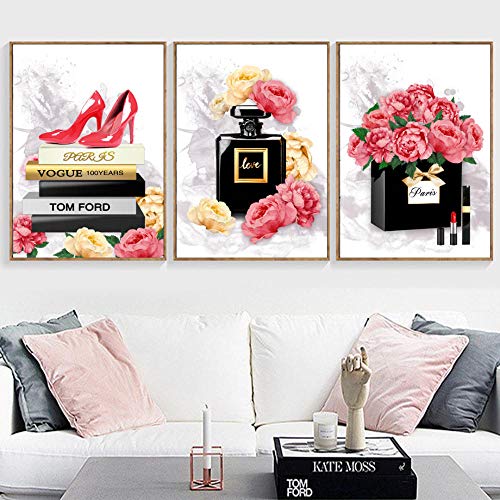 Libro Perfume Flor Nueva York Nordic Carteles e Impresiones Arte de la Pared Pintura de la Lona Decoración Imágenes para la decoración de la Sala de Estar 30x40cm E