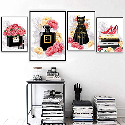 Libro Perfume Flor Nueva York Nordic Carteles e Impresiones Arte de la Pared Pintura de la Lona Decoración Imágenes para la decoración de la Sala de Estar 30x40cm E