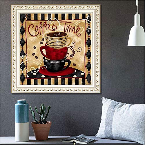 Lidiper DIY 5D Diamante Pintura Kits, Pintura del Diamante Gato, 5D Diamond Painting Completo Bordado Punto de Cruz Diamante Craft Decoración del Hogar (Taza de café 30 x 30cm)