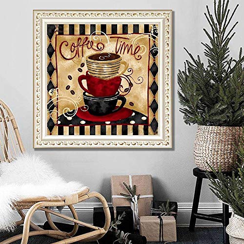 Lidiper DIY 5D Diamante Pintura Kits, Pintura del Diamante Gato, 5D Diamond Painting Completo Bordado Punto de Cruz Diamante Craft Decoración del Hogar (Taza de café 30 x 30cm)