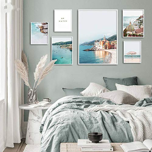 Lienzo costero Pintura Océano Paisaje Viaje Cartel Impresión nórdica Arte moderno de la pared Decoración Estudio Decoración 60x80cm