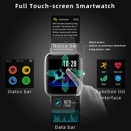 LIFEBEE Smartwatch, Reloj Inteligente Impermeable IP68 para Hombre Mujer niños, Pulsera de Actividad Inteligente con Monitor de Sueño Contador de Caloría Pulsómetros Podómetro para Android iOS