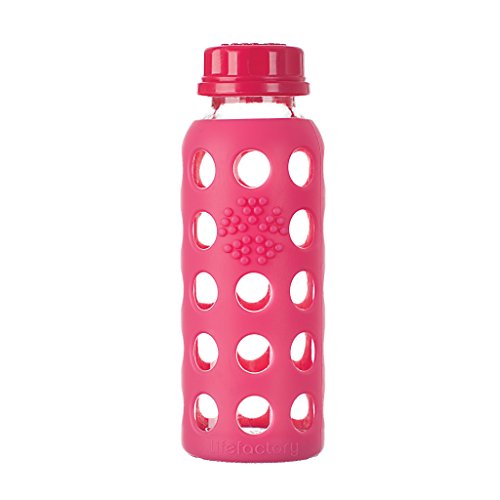 Lifefactory Klein & More 15581 - Botella de agua de vidrio, 250 ml, Color Raspberry