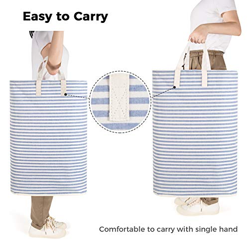 Lifewit 72L Cesto para Ropa Sucia con Capacidad Extra Grande Revestimiento de impermeabilización de algodón y PEVA de terileno Canasta de Lavandería, Azul Oscuro