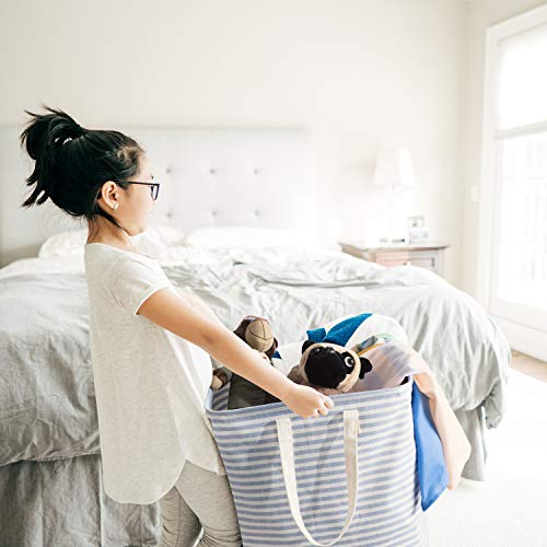 Lifewit 72L Cesto para Ropa Sucia con Capacidad Extra Grande Revestimiento de impermeabilización de algodón y PEVA de terileno Canasta de Lavandería, Azul Oscuro