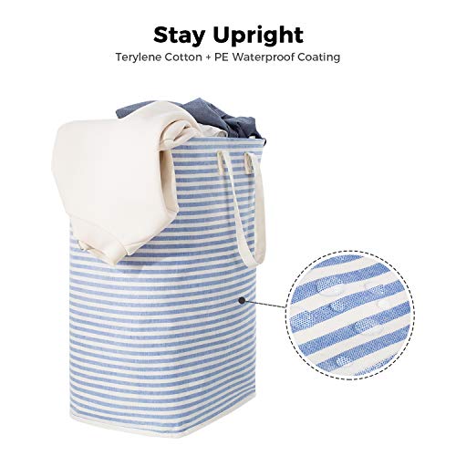 Lifewit 72L Cesto para Ropa Sucia con Capacidad Extra Grande Revestimiento de impermeabilización de algodón y PEVA de terileno Canasta de Lavandería, Azul Oscuro