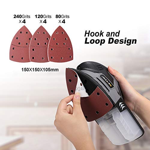 Lijadora Eléctrica 220W - JELLAS Máquina Lijadora Compacta para Madera, 13,000 RPM con Recolección de Polvo, 16 Piezas de Papel de Lija, Lija de Dedo y Almohadilla de Lijado Incluidos
