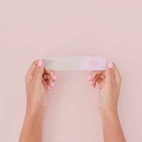 Lima de cristal prémium con estuche protector, para uñas naturales y acrílicas, manicura y pedicura, gran regalo para mujeres y niñas, de color rosa