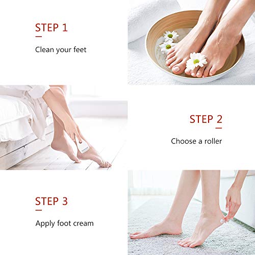Lima eléctrica para pies, removedor de callos y piel dura La'prado con 2 rodillos, herramienta recargable para el cuidado de los pies para pies secos y agrietados