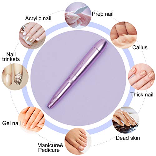 Limas de uñas eléctricas, Taladro de Uñas Eléctrico 5 en 1 kit de Pedicura de Manicura Eléctrica Profesional Kit de Taladro de Uñas Portátil Kit de Arte de Uñas con Cepillo