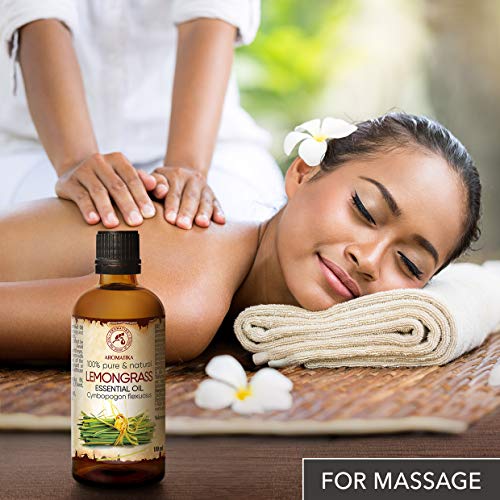 Limoncillo Aceite Esencial 100ml - Cymbopogon Flexuosus - India - 100% Natural & Puro Hierba de Limón para Aromaterapia - Salud - Relajación - Masaje - Difusor de Aroma - Lámpara de Aroma