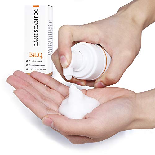Limpiador de lash B&Qaugen -Shampoo Foaming/Eyelash para espuma de extensión de pestañas con cepillo suave y bocadillo (100 ml)