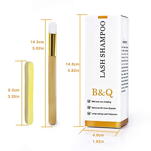 Limpiador de lash B&Qaugen -Shampoo Foaming/Eyelash para espuma de extensión de pestañas con cepillo suave y bocadillo (100 ml)