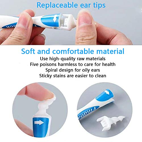Limpiador de Oídos, Soft Silicone Limpiador de Orejas, Limpiador Oidos Espiral en Segura con 16 Piezas de Repuesto Lavables,para niños y adultos.