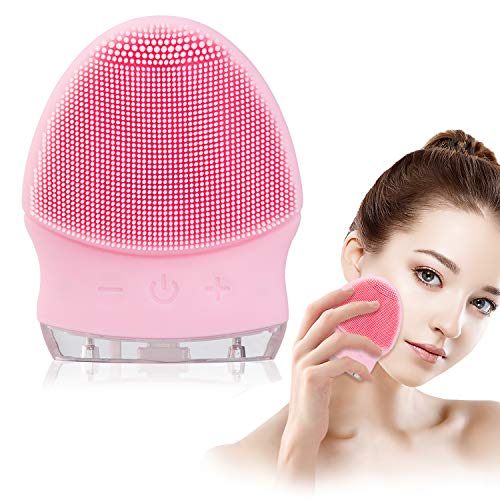 Limpieza Facial,Limpiador de Masajeador Facial,Silicona Eléctrico RIPPLE,Exfoliación Facial de Silicona Sónica Recargable a Prueba de Agua,Cepillo de Masaje Facial Para Todo Tipo de Piel (Rosa)
