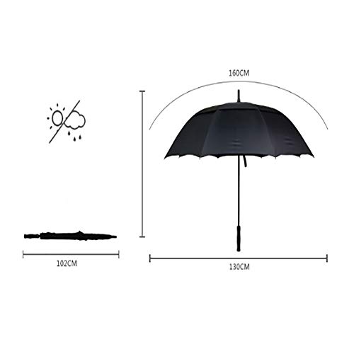 Lin Nan Open Automático Paraguas,de Golf Extra Large Oversize Double Canopy Vented Windproof Impermeable Viaje Parasol Impermeable Al Aire Libre Adulto Unisex,Negro, Black