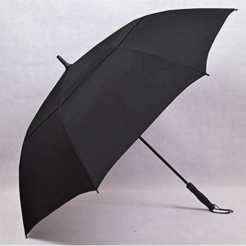 Lin Nan Open Automático Paraguas,de Golf Extra Large Oversize Double Canopy Vented Windproof Impermeable Viaje Parasol Impermeable Al Aire Libre Adulto Unisex,Negro, Black