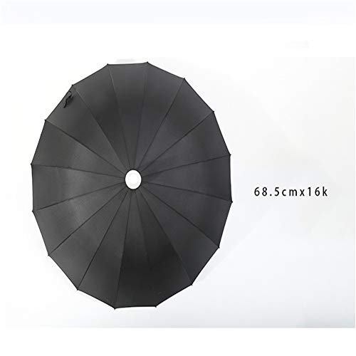 Lin Nan Paraguas Aumentar 16 Hueso Impermeable Reforzado a Prueba de Viento Marco Mango Recto Adulto Doble-Uso Paraguas del Sol, Black