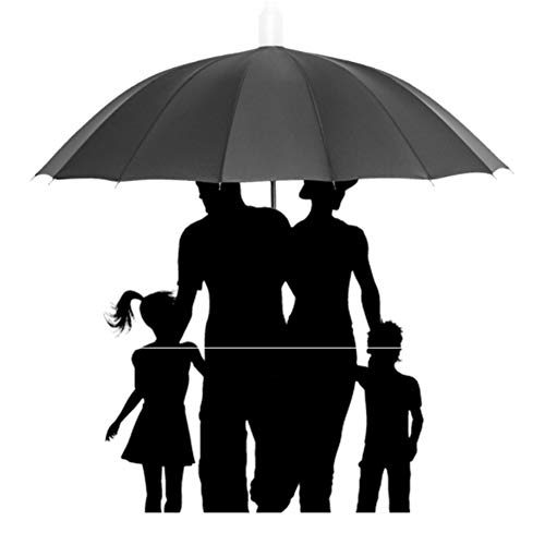 Lin Nan Paraguas Aumentar 16 Hueso Impermeable Reforzado a Prueba de Viento Marco Mango Recto Adulto Doble-Uso Paraguas del Sol, Black