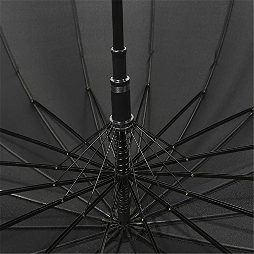 Lin Nan Paraguas Aumentar 16 Hueso Impermeable Reforzado a Prueba de Viento Marco Mango Recto Adulto Doble-Uso Paraguas del Sol, Black