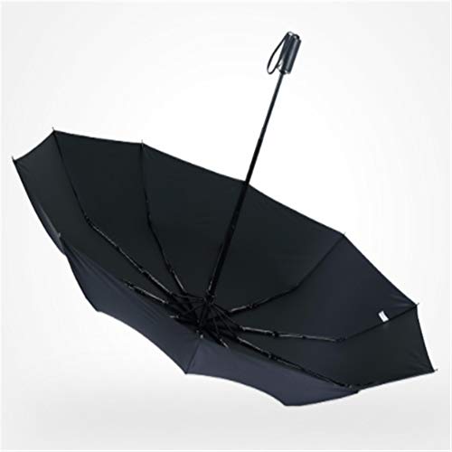 Lin Nan Paraguas Plegable Automático,Compacto Prueba de Viento Impermeable Viaje Paraguas Resistencia UV Hombre Doble-Uso Paraguas del Sol, Outer Blue Inner Black