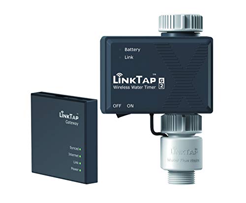 LinkTap Temporizador de Riego, Puerta de Enlace y Medidor Flujo Inalámbrico G2 - Temporizador Manguera Remoto - Controlador por Nube con Asistente Inteligente, Detección de Fallas, Notificaciones