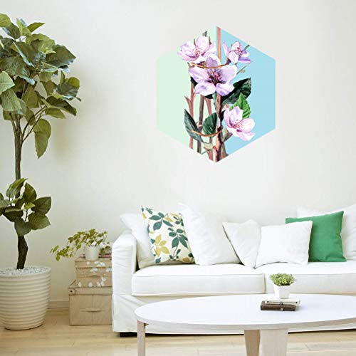 LIOOBO Acuarela Planta Hexágono Pintura de Porcelana pegajosa Pintura nórdica de Fondo Pintura de Porcelana autoadhesiva (JCH052 50 * 43.3cm Lavanda)
