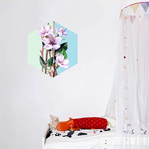 LIOOBO Acuarela Planta Hexágono Pintura de Porcelana pegajosa Pintura nórdica de Fondo Pintura de Porcelana autoadhesiva (JCH052 50 * 43.3cm Lavanda)