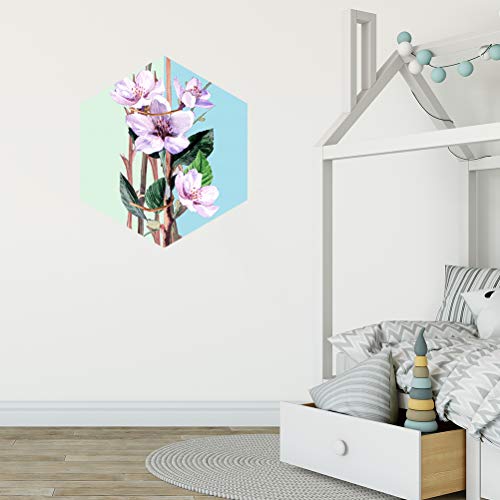 LIOOBO Acuarela Planta Hexágono Pintura de Porcelana pegajosa Pintura nórdica de Fondo Pintura de Porcelana autoadhesiva (JCH052 50 * 43.3cm Lavanda)