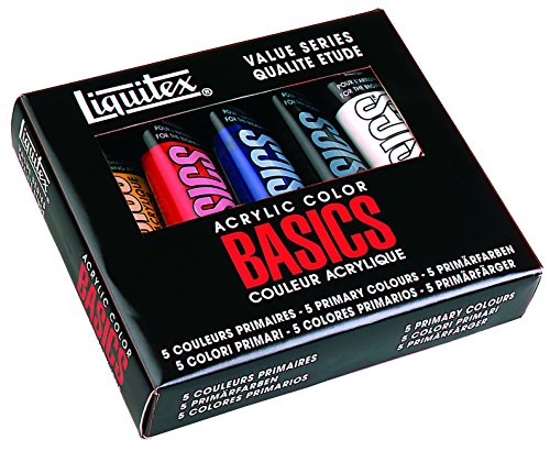 Liquitex Basics - Set de 5 tubos de pintura acrílica studio, 118 ml, multicolor