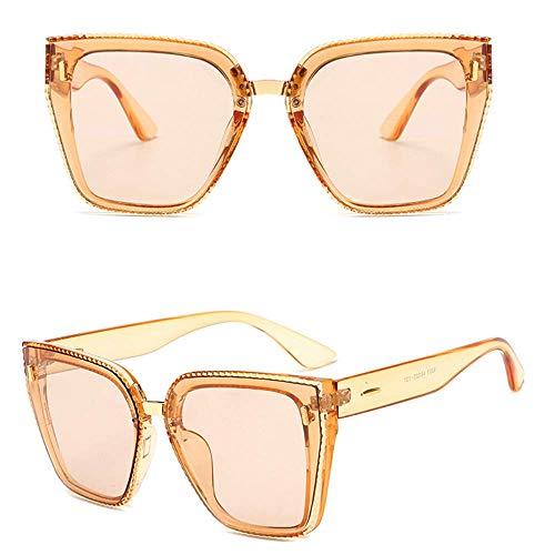 Lisa旗舰店 Gafas de Sol Rice Nails Retro Cara Redonda Gafas Marea Moda Personalidad Femenina Gafas de Sol Big Box Gafas de Sol,1