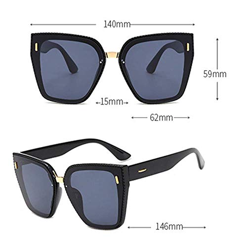 Lisa旗舰店 Gafas de Sol Rice Nails Retro Cara Redonda Gafas Marea Moda Personalidad Femenina Gafas de Sol Big Box Gafas de Sol,1