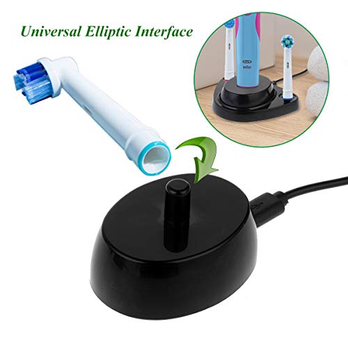 Litthing Cargador de Cepillo de Dientes Eléctrico con Soporte para Cepillo de Dientes Oral-B Conexión de Puerto USB Universal (Negro)