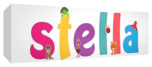 Little Helper Panel Decorativo Bebé/Bautizo Regalo, Diseño de Niña Personalizada con Nombre, Diseño de Estrella 5 x 15 x 2 cm multicolor