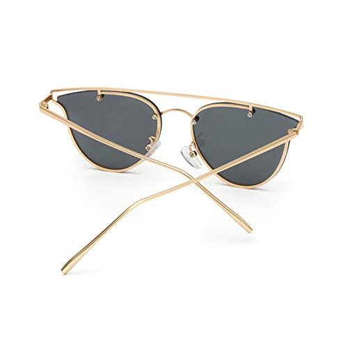 Liuao Gafas de Sol New Gold Gold Eye Cat Gafas de Sol de Doble Vigas para Mujer Gafas de Sol de Moda para Mujer,Brown Brown