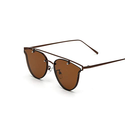 Liuao Gafas de Sol New Gold Gold Eye Cat Gafas de Sol de Doble Vigas para Mujer Gafas de Sol de Moda para Mujer,Brown Brown