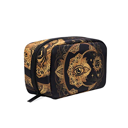 LIUBT - Neceser de maquillaje para mujer, diseño vintage con ojos de luna dorados