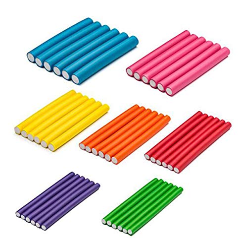 Liuer 62PCS Rulos Flexibles para Rizar y Pinza de Pelo de Dientes de Pato de Plástico Pelo Sin Calor Suaves Bigudies Pelo Rulos para el Pelo para Mujeres Hombres y Niños