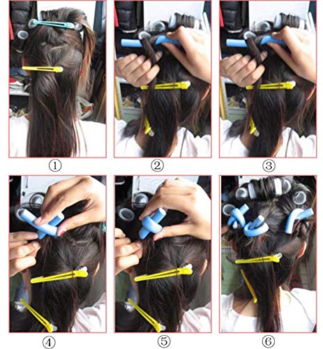 Liuer 62PCS Rulos Flexibles para Rizar y Pinza de Pelo de Dientes de Pato de Plástico Pelo Sin Calor Suaves Bigudies Pelo Rulos para el Pelo para Mujeres Hombres y Niños