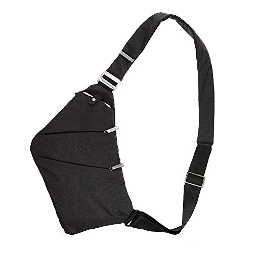 Lixada Mochila Sling Ligero Al Aire Libre Deporte Anti Robo Bandolera Bolsa para Hombres Mujeres (Negro)