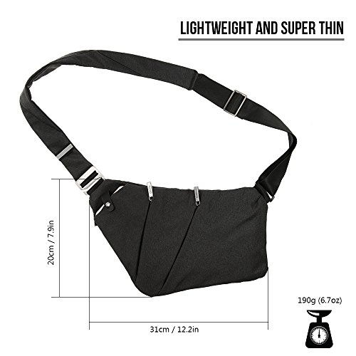 Lixada Mochila Sling Ligero Al Aire Libre Deporte Anti Robo Bandolera Bolsa para Hombres Mujeres (Negro)