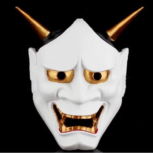 LIZHIOO Vintage japonés Budista Malvado Oni NOH Hannya máscara de Disfraces de Halloween máscara de Terror ( Color : White )